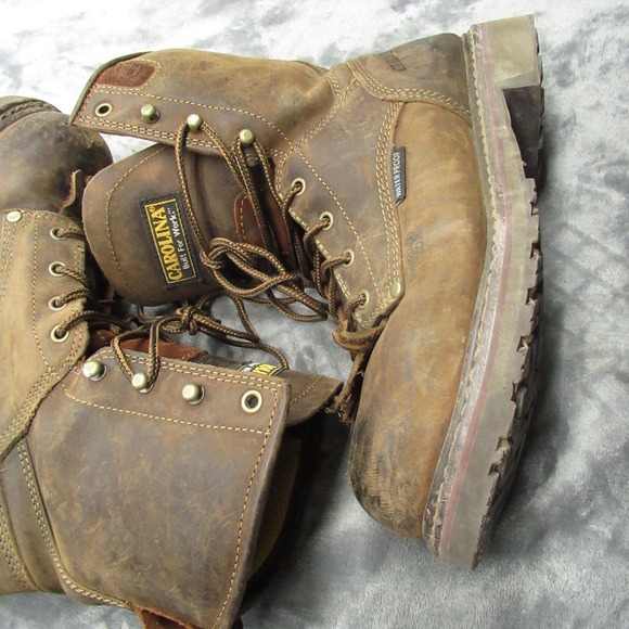 Carolina Mens Work Boots 8.5D Waterproof Composite Toe Brown Leather Lace Logger